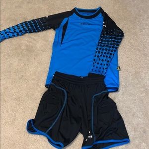 Soccer outfit with pads